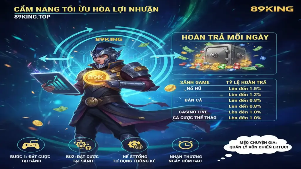 Cách nhận hoàn trả mỗi ngày 89King