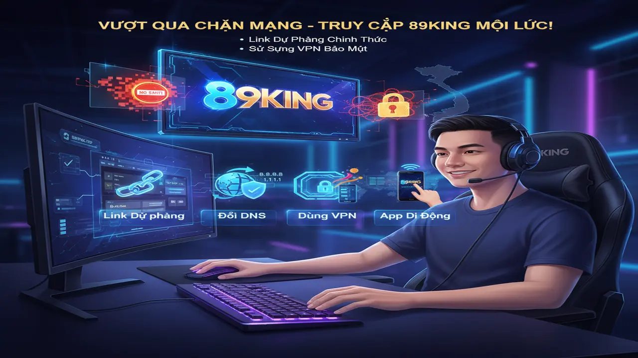 Cách vào link game không chặn 89King